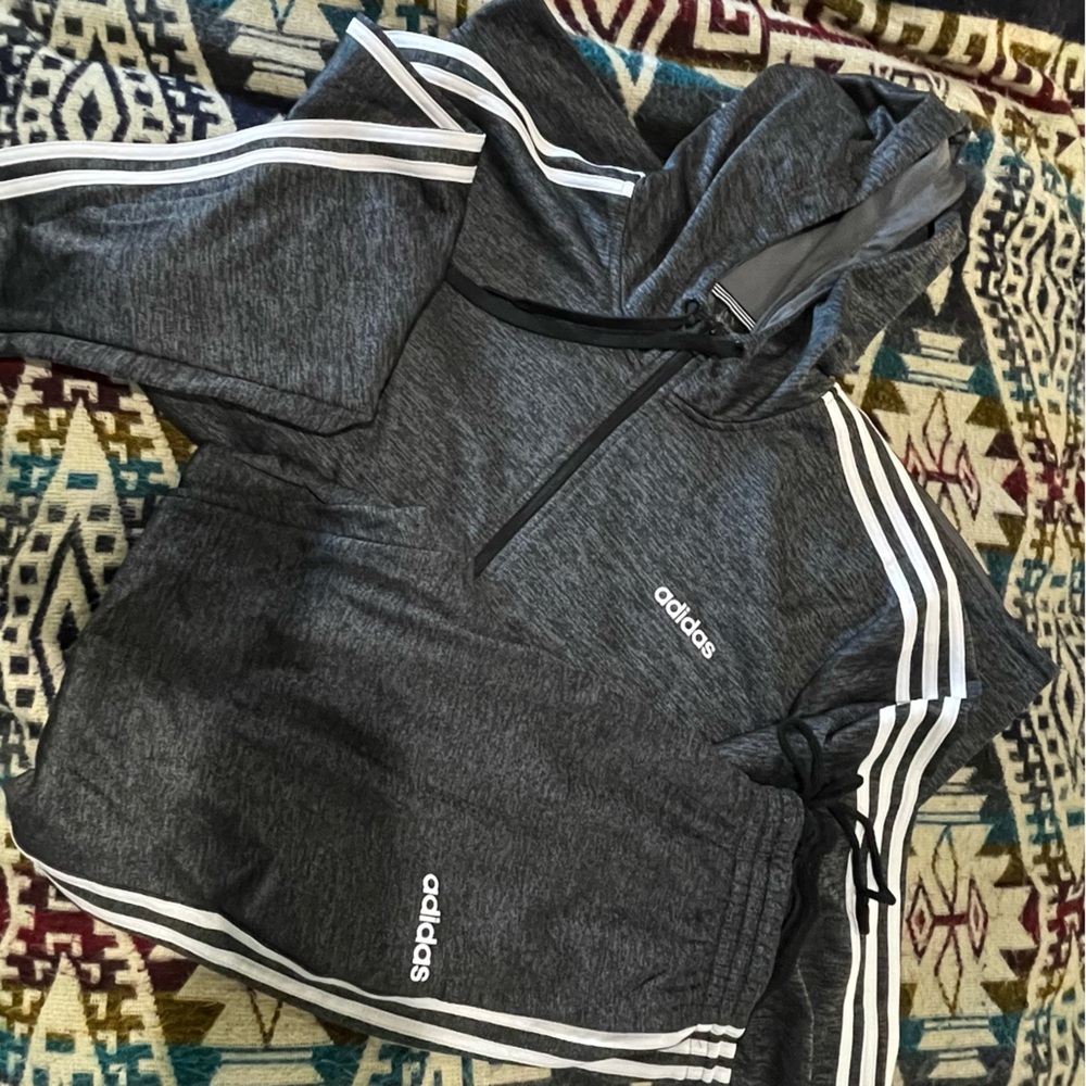 Men’s Adidas Charcoal Tracksuit with White Accents